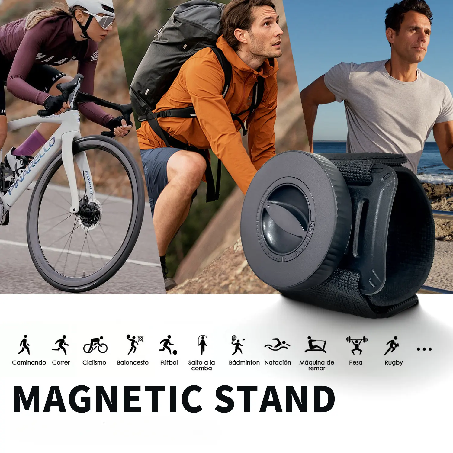 Magnetic Phone Armband with Secure Grip, Rotatable Hands-Free Mount, Breathable Fabric for Running, Cycling, Outdoor Sports & Leisure Activities