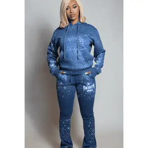 Porsha Navy Rhinestone Stacked Track Set