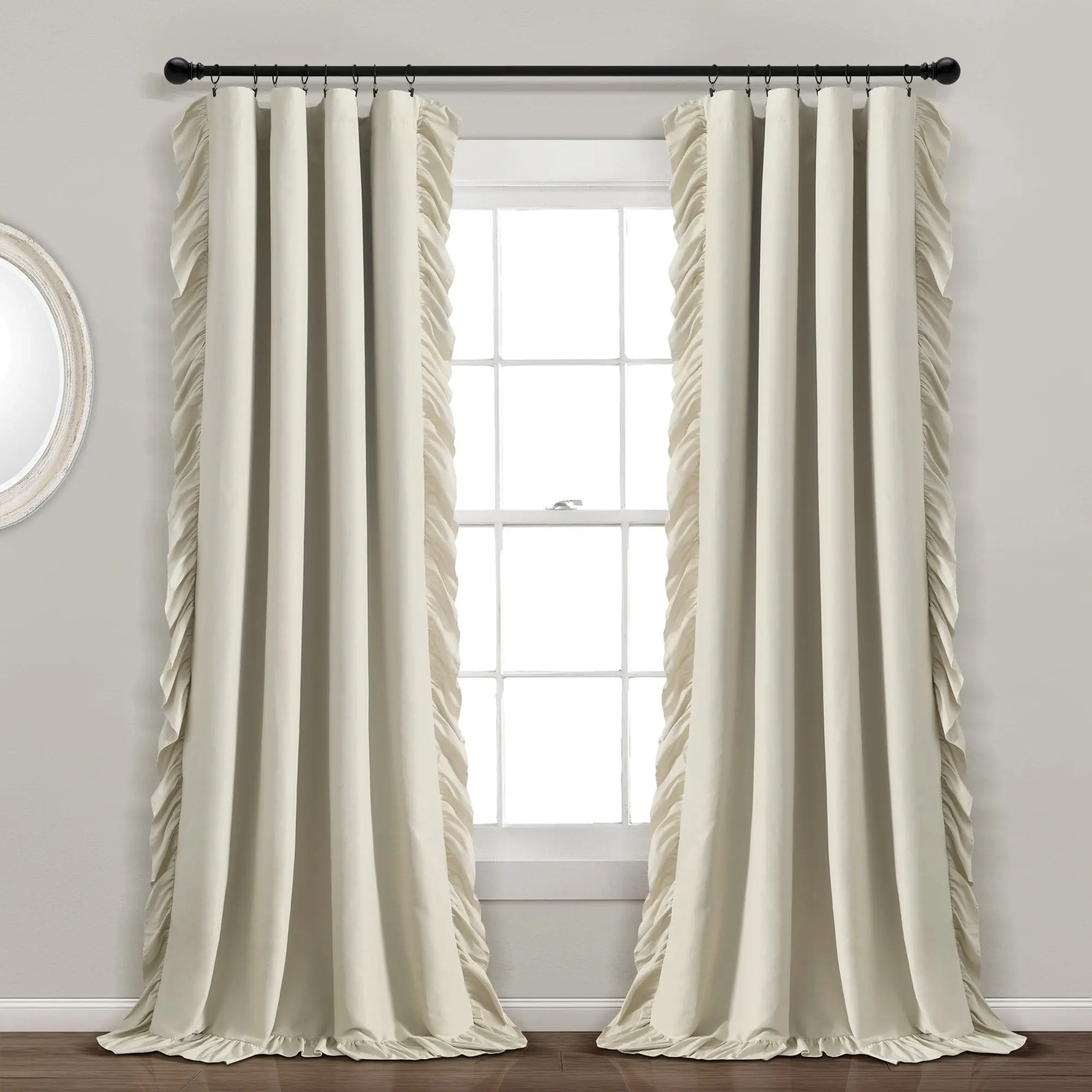 Lush Decor Reyna 100% Blackout Window Curtain Single Panel - 54"W x 84"L Home Decorative Window Drapes with Ruffle Detail for Bedroom Privacy & Energy Efficiency, Blackout Bedroom Curtains