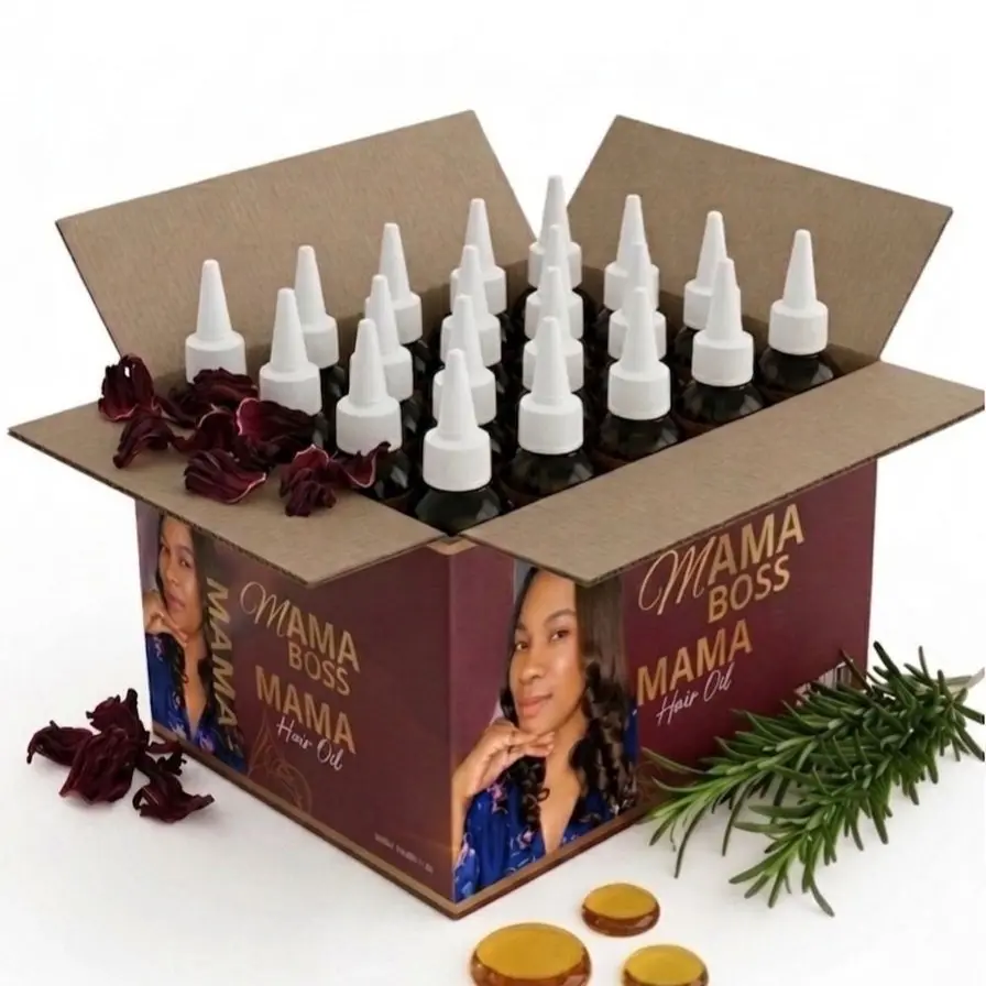 12 4oz oil Mama Boss Mama's Oil for All Type of Hair - Bottles, Nourishing and Moisturizing Formula, Ideal for Various Hair Types