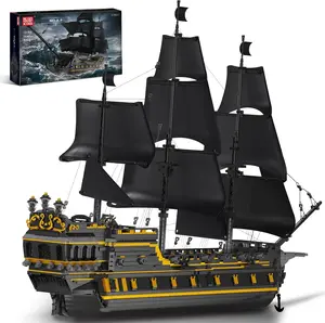 Mould King 13186 Black Pearl Pirate Ship Sailboat Construction Boat Model Clamp Building Block Kit Gift Toy 5266 Pcs