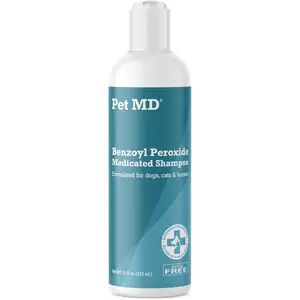 Pet MD - Benzoyl Peroxide Medicated Shampoo for Dogs and Cats - Effective for Skin Conditions, Dandruff, Itch Relief, Acne and Folliculitis - Citrus Scent - 12 oz
