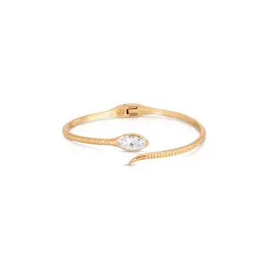 Ettika Marquise Crystal Cuff Bracelet 18k Gold Plated Brass & Cubic Zirconia Hinge Closure Exquisite Cuban Link Bracelet for Women