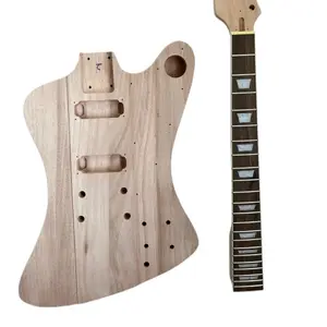 DIY Electric Guitar Kit Firebird Style Solid Mahogany Body Mahogany Rosewood Fingerboard 6-String Bolt Neck Two Humbucker Pickups Fixed Bridge