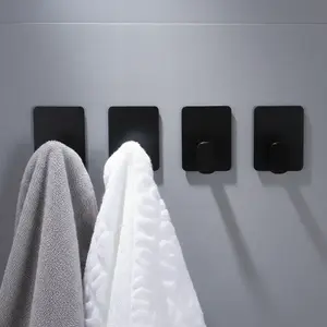 Wall-Mounted Towel Hooks, 4 Counts Modern Stainless Steel Adhesive Towel Hooks, Home Organizers for Dormitory, Bathroom & Kitchen, Self-Adhesive Hooks