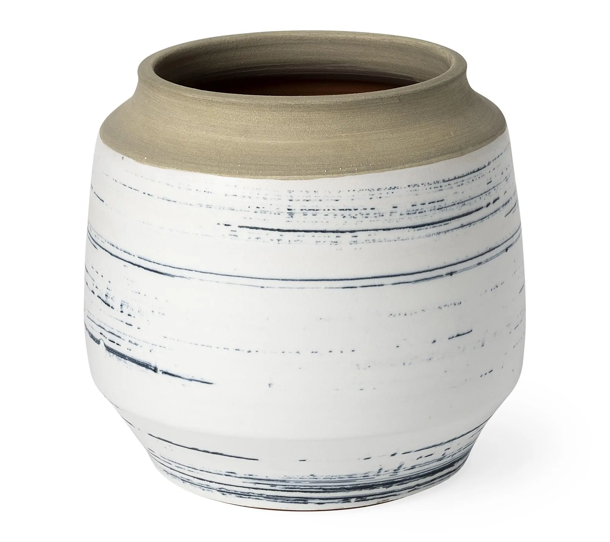 HomeRoots 9" White Blue Sand Abstract Cylinder Vase