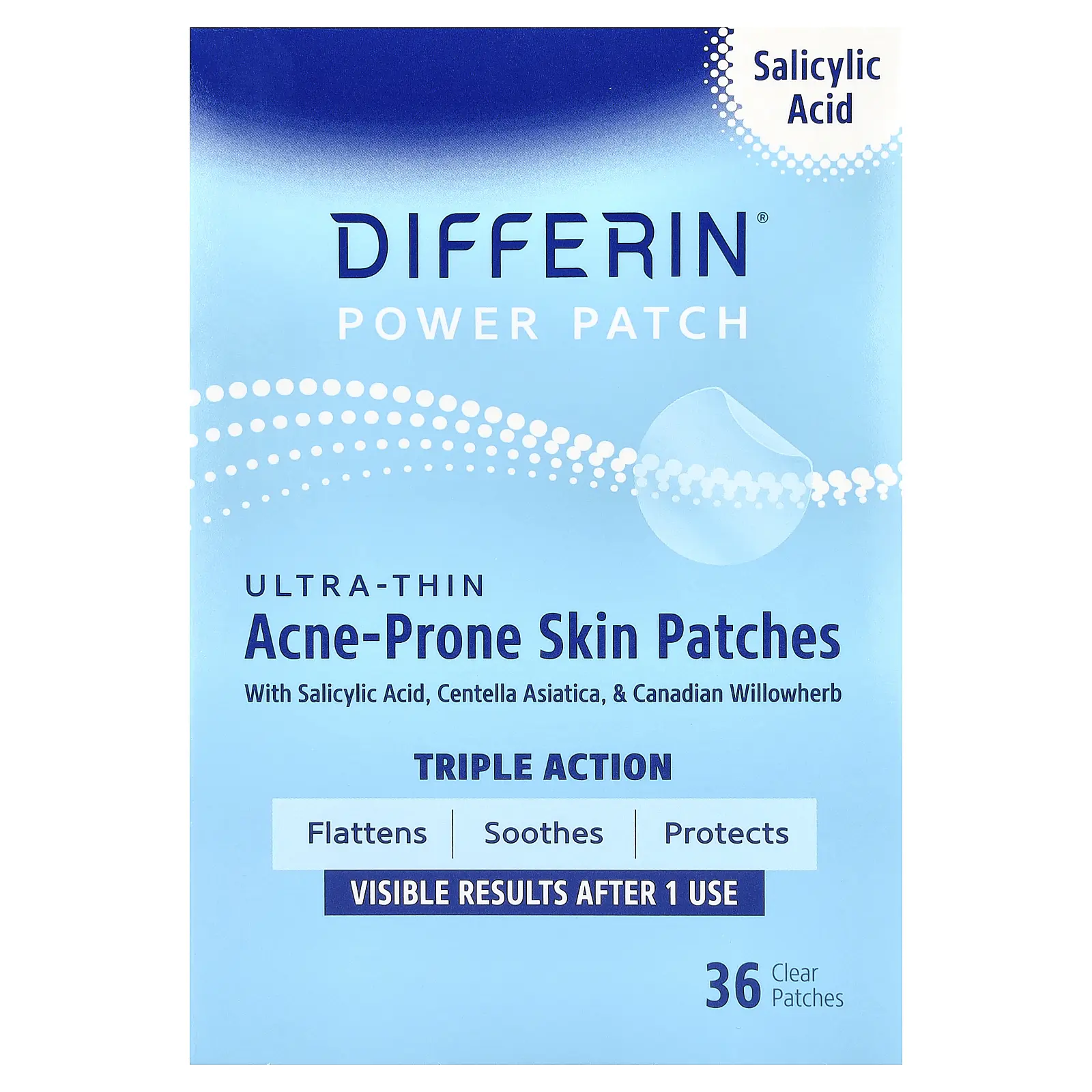 Differin Power Patch, Ultra-Thin Acne-Prone Skin Patches, 36 Clear Patches | HSA/FSA Eligible