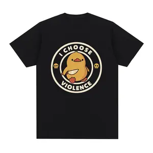 I Choose Violence T Shirt Funny Duck Humor Slogan Short Sleeve T-shirts Men Women 100% Cotton Loose Oversized T-shirt Streetwear Funny t-shirt,Same style for men and women,Unisex graphic tees