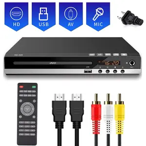 Compact 1080P All-Region Free DVD Player - Portable Digital Audio Device with HD Upscaling, CD/USB Playback, RCA Composite & Coaxial Outputs, Remote Control, for Home Theater, Elderly Gift