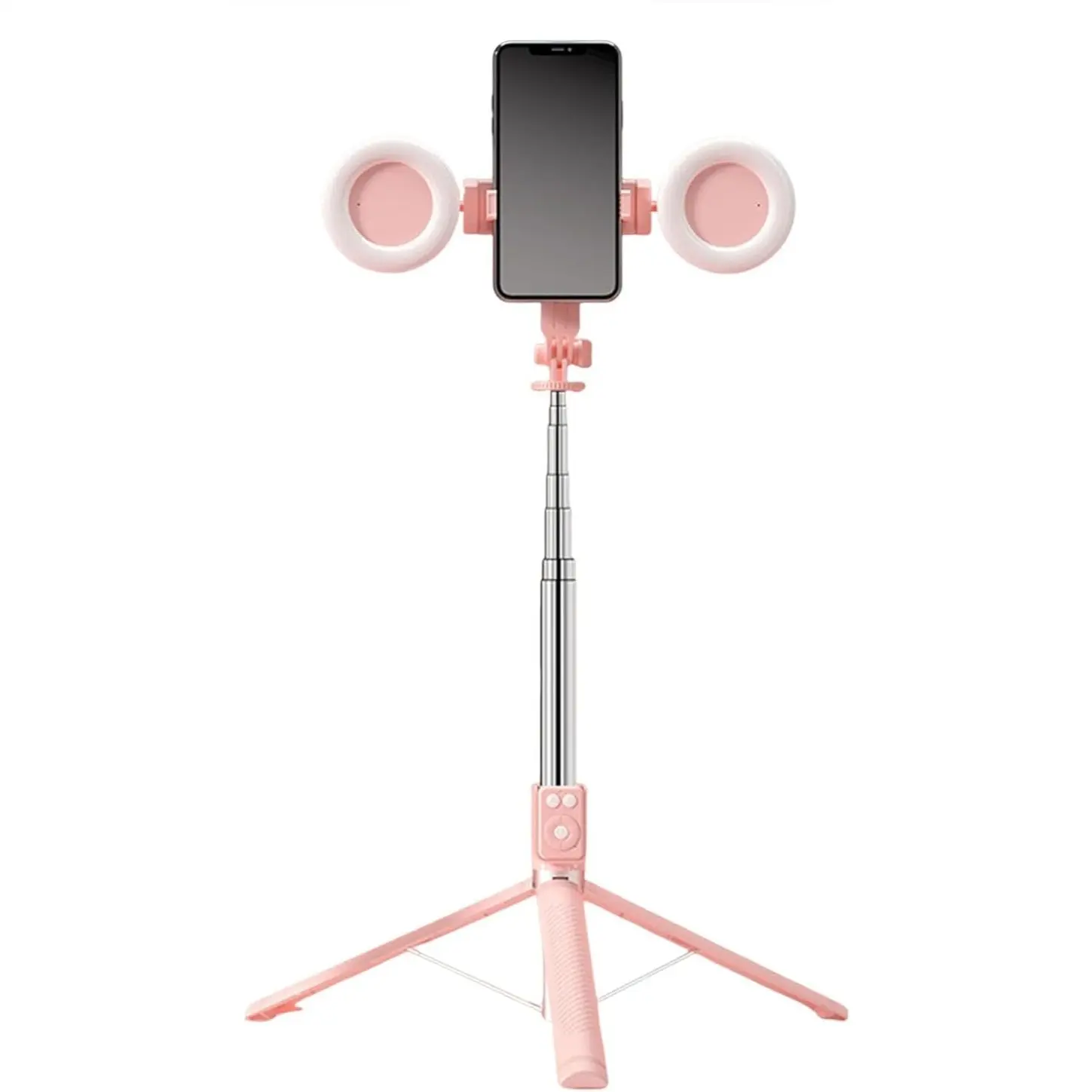 Selfie Stick Tripod with Lights and Bluetooth-compatible Remote, 65-Inch Extendable Mini Tripod for iPhone Samsung Android