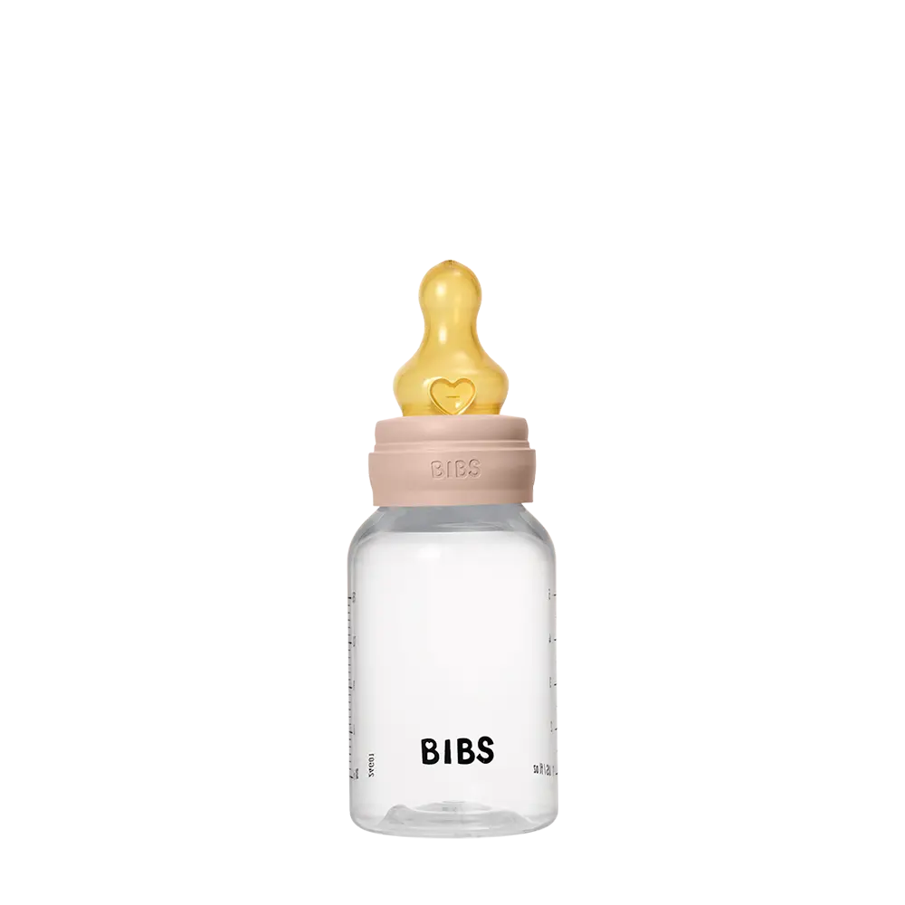 BIBS Baby BPA-Free PP Bottle Set 5oz with Natural Rubber Latex Nipple - Blush