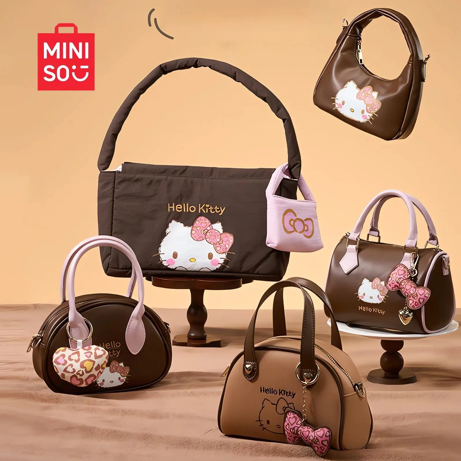 MINISO HelloKitty Co branded Shoulder Bag for Girls Cute Crossbody Bag Handbag