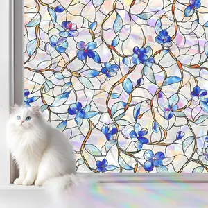 Rainbow Window Privacy Film,Heat Control,UV Blocking,Anti-Glare,Day & Night Privacy Protection & Decoration for Home, Bathroom,Glass Door,Static Cling,Renter-Friendly with Installation Tools