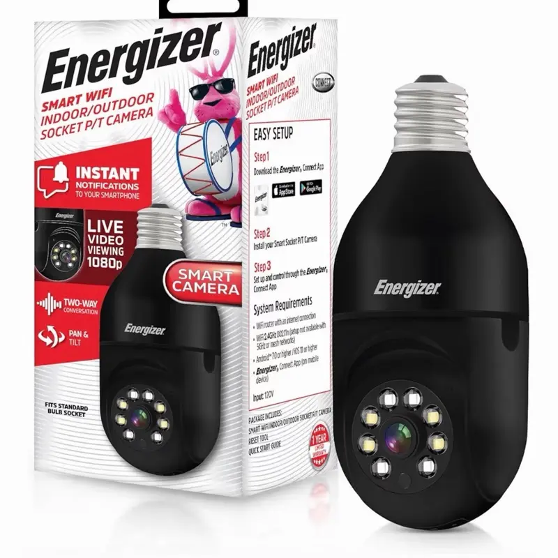 Energizer Connect Smart 1080p HD Outdoor Security Socket Camera with Siren Alarm