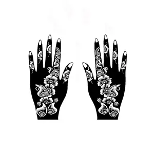 Flower Pattern Tattoo Stencil Kit, 2 Sheets Reusable Henna Stencils for Hand or Arm, DIY Tattooing Templates, Tattoo Stickers for Face Paint and Body Art