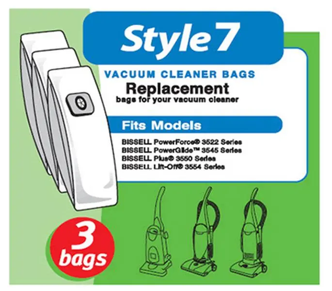 Bissell 32120 OEM Authorized Vacuum Cleaner Replacement Bags - Fits Power Glide, 0.4 lbs, 0.75x8x10.5", includes 3 bags, OEM Part