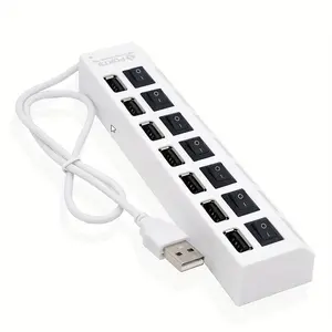 4-Port and 7-Port USB HUB with Independent Switch, USB Port Extender, USB Power Hub, Ideal for USB Drives, External Storage, Keyboards and Charging Phones, Enhanced Safety Features