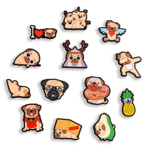 Pug Charms Dog 13PCS Animals Charms PVC Clog Pins Accessories Party Favors Birthday Gifts Holidays Decoration for Boys Women Girls