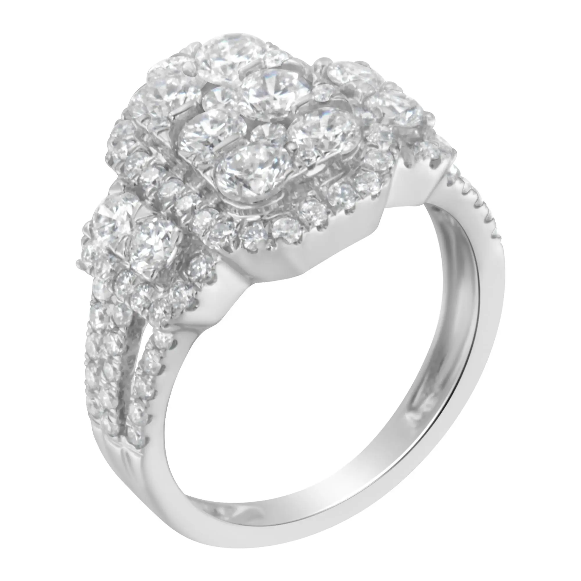 14K White Gold 2 1/4 Cttw Diamond Cocktail Cluster Ring (G-H Color, SI