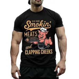 BBQ Enthusiast Smoked Meats & Backyard Grill Master T-Shirt Funny Cookout Casual Crewneck