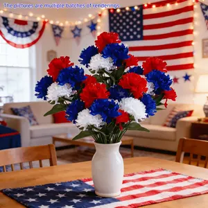 4 Bundles Independence Day Artificial Patriotic Jasmine Flowers, Decorative Flower, Home Decor, Memorial Day, Halloween, Ramadan, Festival Centerpiece