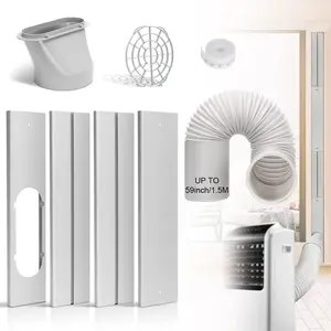 Portable Air Conditioner Window Door Kit with Exhaust Hose, Adjustable Window Seal for AC Unit, Sliding AC Vent Kit for Horizontal or Vertical Windows, AC Window Kit with 5.9" Diameter 59" Length Hose