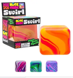 Schylling NeeDoh Nice Cube Swirl - Sensory Toy with a Super Solid Squish - Unique, Swirling Color Blend - Ages 3 and Up - Color May Vary - 2 Pack