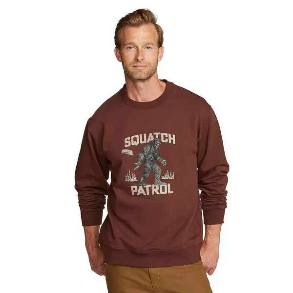 Eddie Bauer Men's Crewneck Graphic Sweatshirt Long Sleeve Outdoor Pullover Casual Classic Fabric Menswear Stylish Tops Cotton Blue Hem