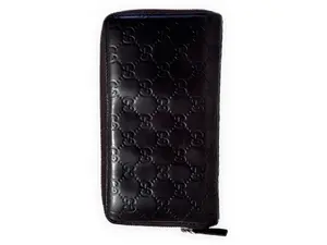 Pre-owned GUCCI GG Gucci Signature embossed leather Small Leather Goods Gucci Signature Zip Around Wallet dark brown Very Good S014260405301