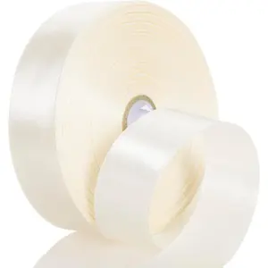 50 Yards 1 Inch Ivory Satin Ribbon Single Face Polyester Solid Color Craft Fabric Ribbon for Handmade Roses Gift Wrapping Bouquets Wedding Christmas and Party Decoration