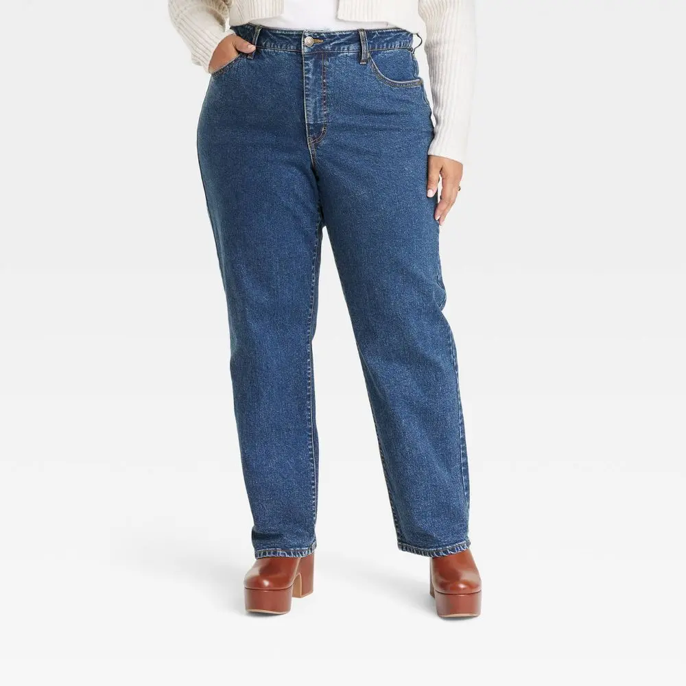Women's High-Rise Straight Leg Jeans - Ava & Viv