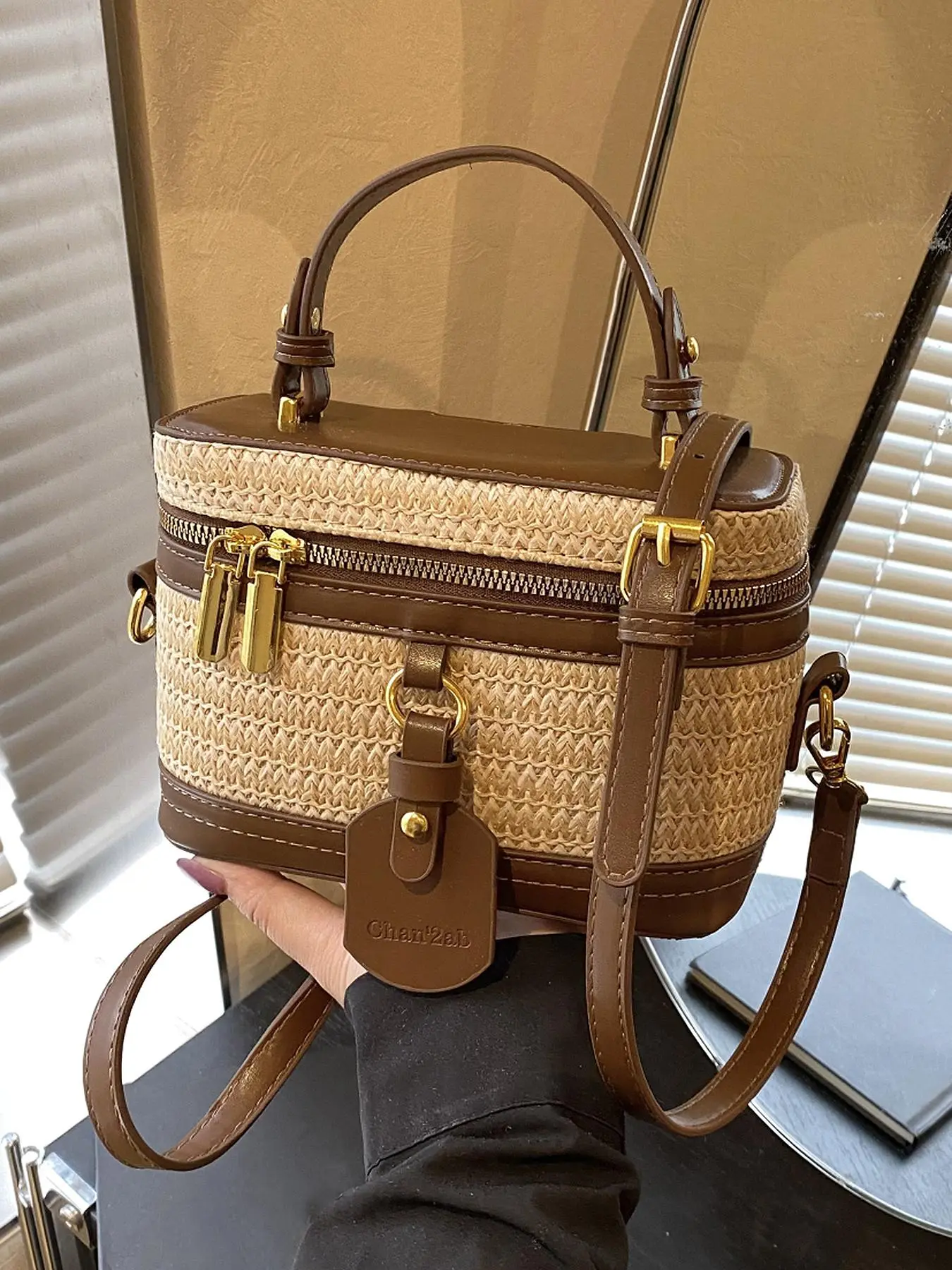 Women's Fashionable Straw Bag, Casual Trendy Purses, Casual Versatile Zipper Shoulder Bag for Daily Use, Daily Commuting Bag, Crossbody Shoulder Purses, Casual Crossbody Bags, Stylish Crossbody Bag