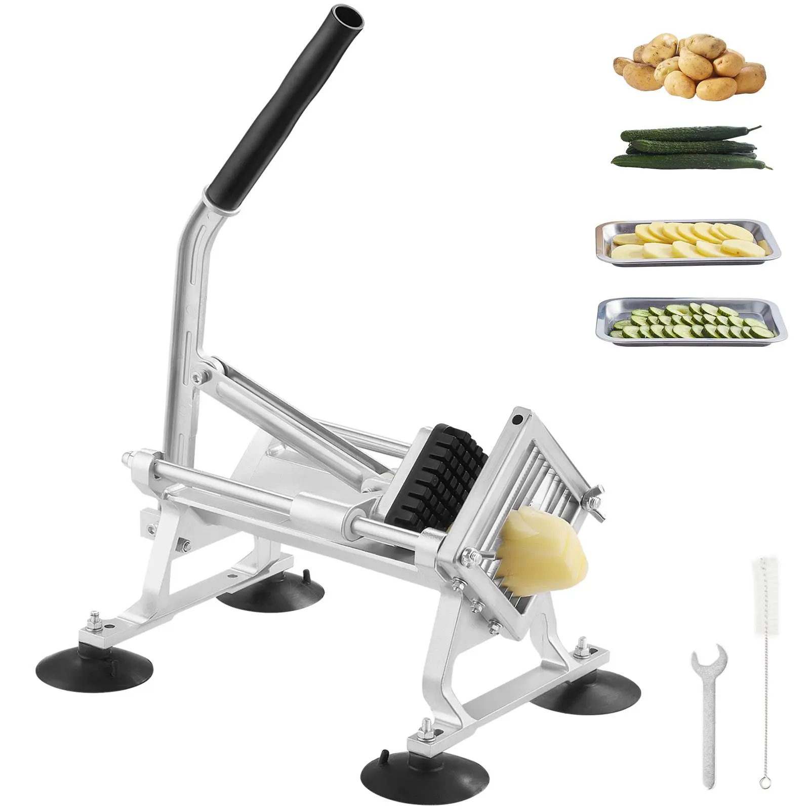 VEVOR Commercial Vegetable Slicer,  3/8 inch Fruit Slicer, Stainless Steel and Aluminum Alloy Vegetable Cutter Slicer Machine, Manual Slicer with Non-slip Feet, for Radishes, Onions, Potatoes, Lemons Kitchen Sturdy