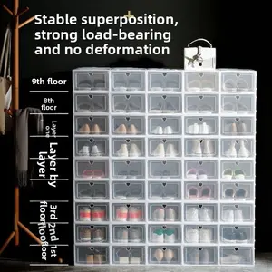 2026 transparent shoe storage box 12 /24 pieces industrial grade box, waterproof and dustproof, suitable for sports shoes, boots, display stand heart handle, Clear Shoe Storage, Clear Shoe Organizer