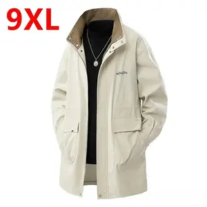 Big size Trench large size men long section spring and autumn casual jacket loose  plus size coat 7XL 8XL 9XL Menswear Tops