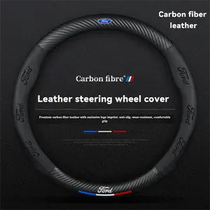 Carbon fiber leather steering wheel cover Suitable for Ford Carbon Fiber Steering Wheel Cover Genuine Leather Escape New Mondeo Escape Focus Edge Fiesta Steering Wheel Cover