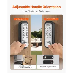 fathersdaygift VEVOR Mechanical Keyless Entry Door Lock, 14 Key Mechanical Door Lock, Mechanical Keypad Door Lock with Handle, Stainless Steel Waterproof Keyless Gate Lock, for Home Office Outdoor Fence Garage Yard