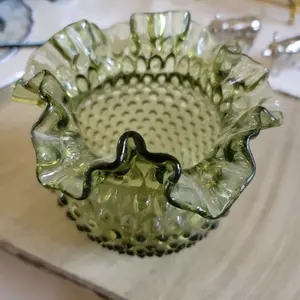 green hobnail vase
