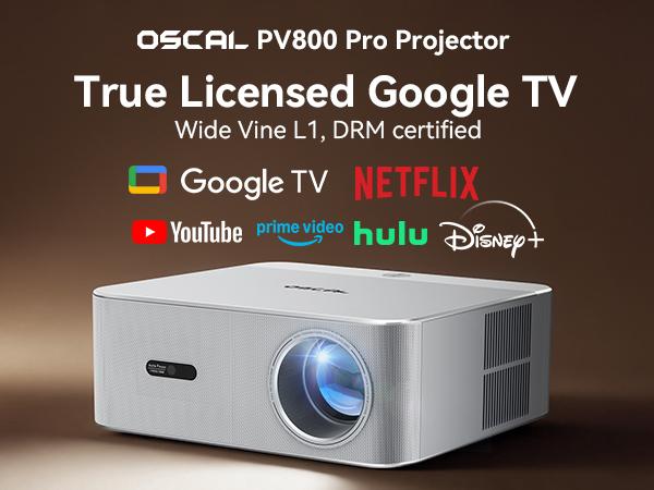 【Summervibes】4K Smart Projector with Official Google TV – WiFi 6, Bluetooth, Auto Focus, HiFi Sound, 200" Display, Compatible with iPhone, Android & PC, Indoor/Outdoor