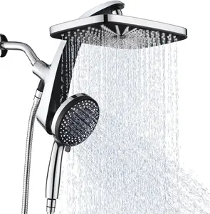 High  Rain Shower : Upgrade Shower Heads with Handheld Spray Combo with Fixed Showerhead and 10 Sprays Handheld Shower , Detachable Shower  Built-in  Docking and Power Jets