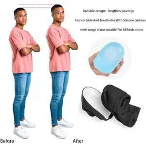 Invisible Heel Pads Height Increasing Insoles for Men Women Hidden Lift Inside Shoes Comfortable Cushion Half Inserts Unisex Height Enhancement Socks Black Silicone