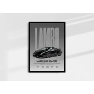 Lamborghini Gallardo Art Print, Exotic Car Wall Decor, Sports Car Poster, Product without frame