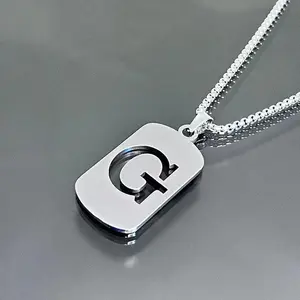 Titanium steel hollow initials necklace letter necklace unisex punk style single pendant necklace couple clothing accessories Christmas