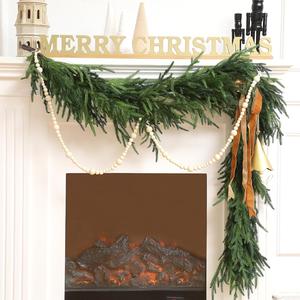 Norfolk Pine Brand Christmas Garland 6FT Deluxe Real Touch Pine Garland for Mantle Tables Indoor Outdoor Decor Nature Ornaments