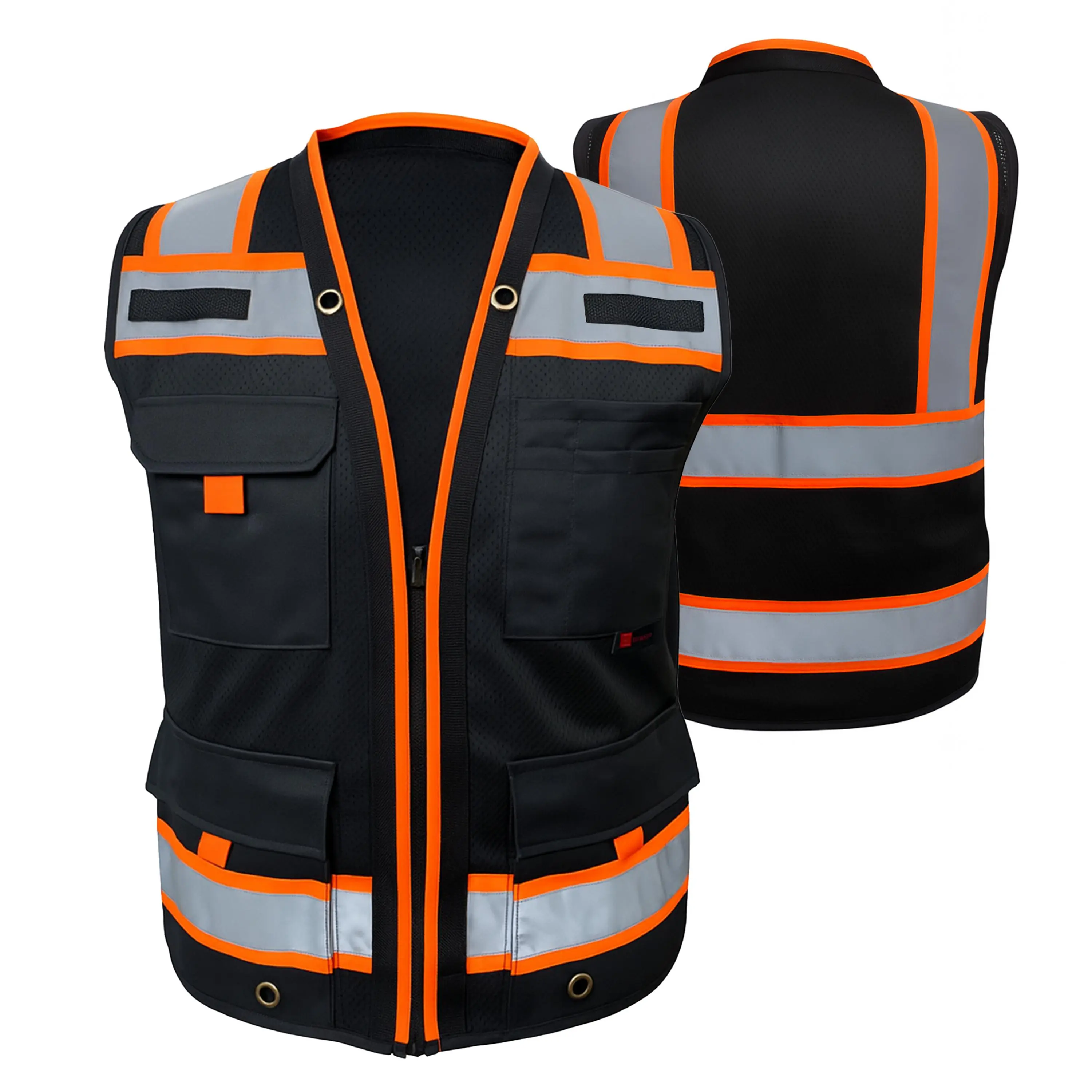 AMERICAN SIZE Superintendent Vest, High Visibility Reflective Safety, Mesh Safety Vest with Zipper and Multi pockets