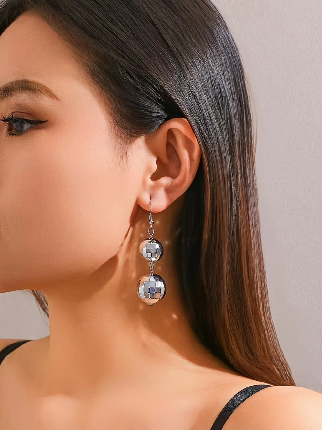 Disco Ball Beaded Tassel Drop Earrings For Women, Hip Hop Style, Exaggerated Party Fashion Accessories, Statement Dangle Jewelry For Female Party Wear, Trendy Jewelry, Earrings Dangling