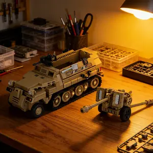 562 Pieces Half-Tracked Armored Vehicle Building Blocks Set, Military Style DIY Stem Toy, Kids Aged 6+, Birthday Gift, Parent-Child Play, Assembly Building Blocks, Building Block Model