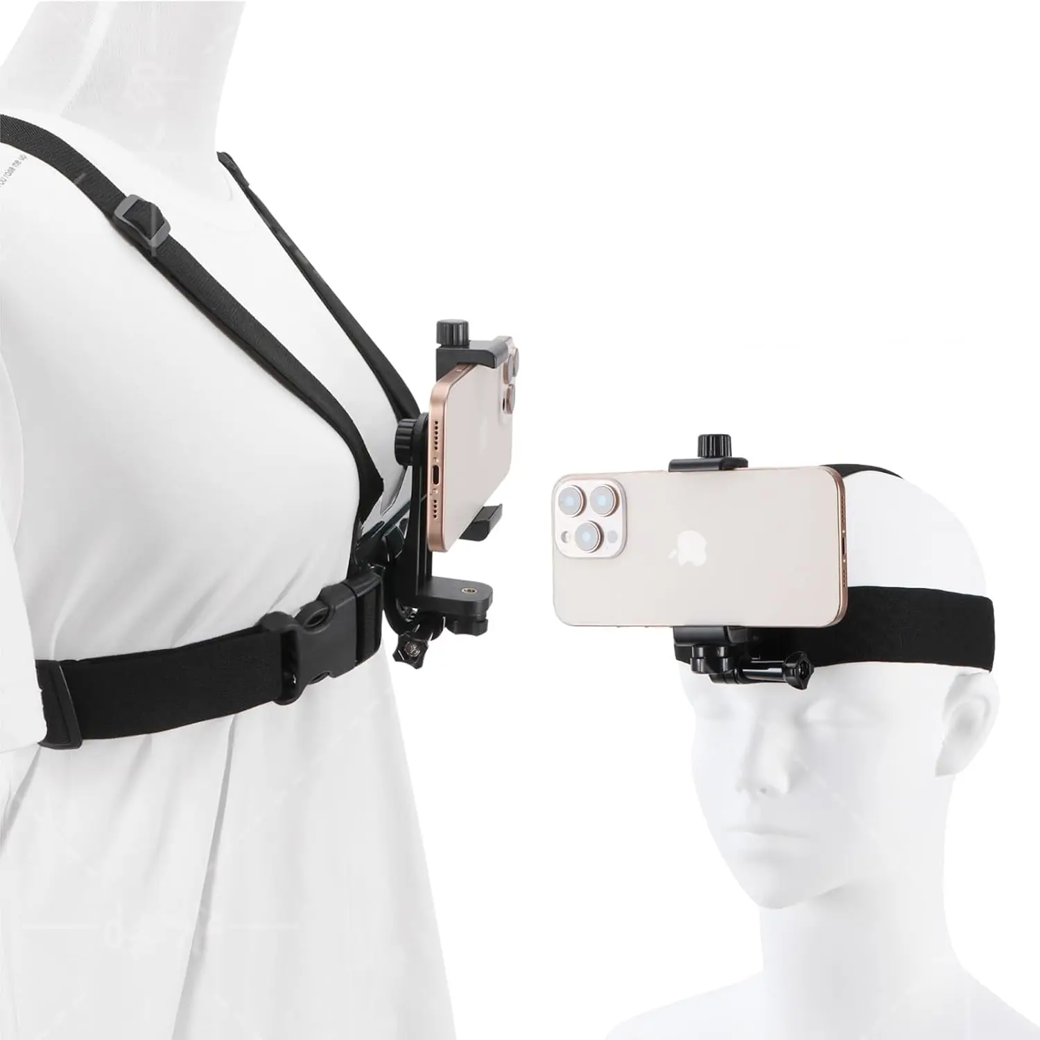 Multi-Stability Action Sports Accessories Kit: Mobile Phone Chest Strap Harness Mount, Head Strap Holder, Cell Phone Clip Compatible with iPhone, Samsung, GoPro Hero 9-1, AKASO, DJI Osmo & Action Cameras, Snowboarding, Motocross