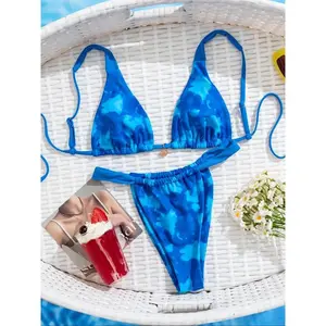 Two piece women's printed bikini set, beach vacation casual fashionable chic swimsuit set, women's summer outfitRAIMENTRY