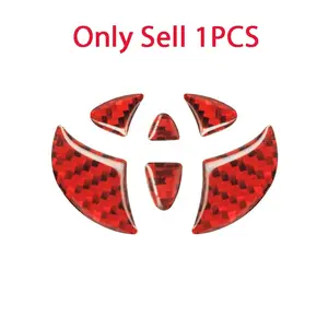 1PCS Carbon Fiber Car Steering Wheel Center Emblem Cover Sticker Decoration Accessories For Toyota Hilux Prius Avensis Auris Verso Corolla Camry Car Stickers